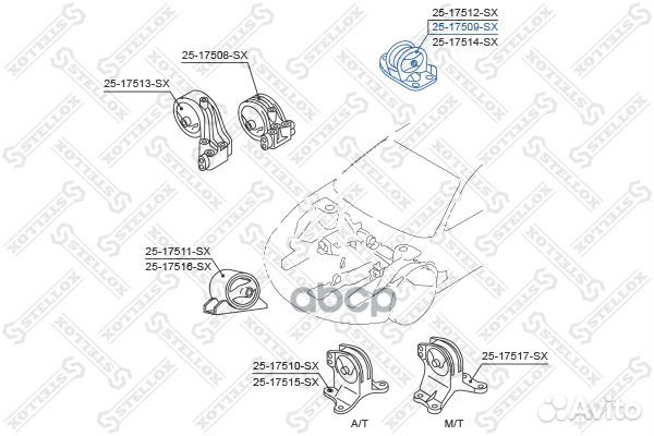 25-17509-SX подушка двигателя задняя Mitsubish