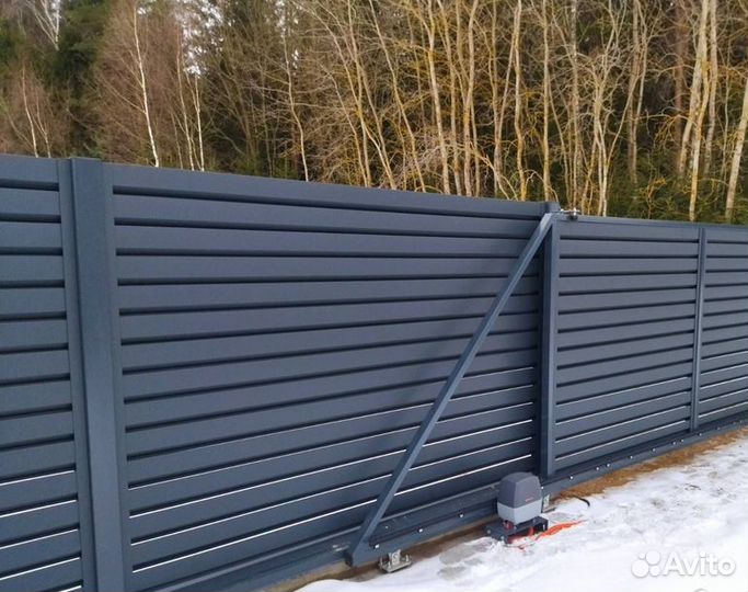 Откатные ворота с фундаментом,гарант