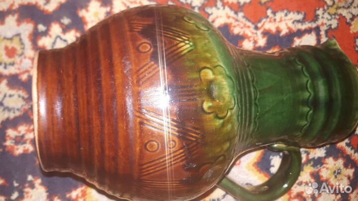 Глиняный кувшин для вина с бокалами СССР