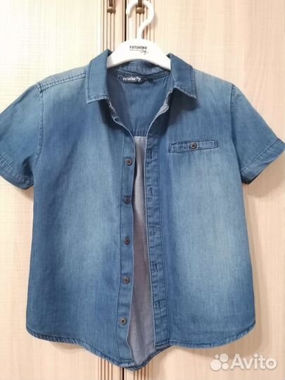 Джинсовая рубашка для мальчика 134 140