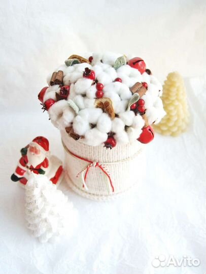 Хлопок цветы в шляпной коробке, новогодний decor