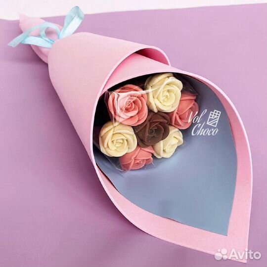 Шоколадный букет из 7 роз