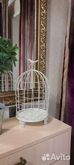 Клетка декоративная с птичкой прованс/антик