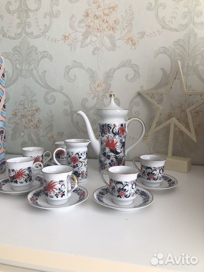 Кофейный сервиз ГДР SEP Eisenberg Жар птица