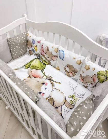 Бортики в детскую кроватку с постельным бельем