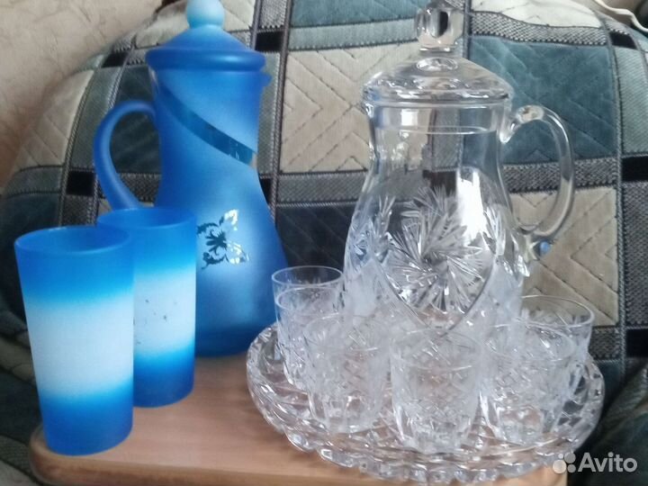 Наборы кушины, стаканы,стопки,поднос