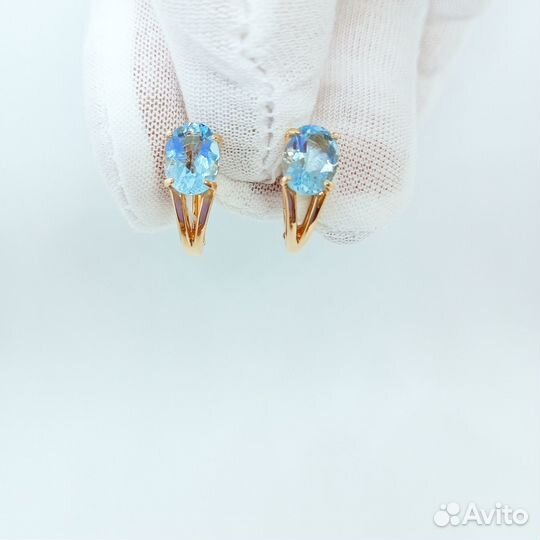 Серьги с синтетическим камнем Золото