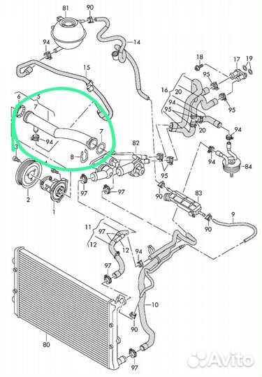 Водяной патрубок на Volkswagen дв.1.6