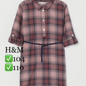 H&M 104, 110 Хлопковое платье-рубашка, новое hm