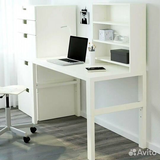 Полка икеа поль, белый/зеленый