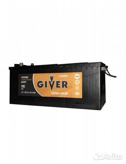 Аккумулятор giver hibrid 6ст - 190 ач евро конус