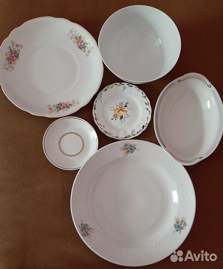 Винтаж-Фарфор СССР, лфз-кост.Ф-Р.,блюда,блюдца