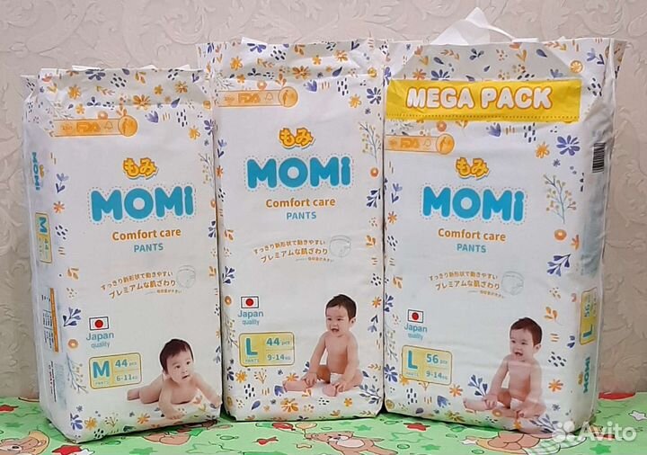 Подгузники трусики momi comfort care #M, L, XL