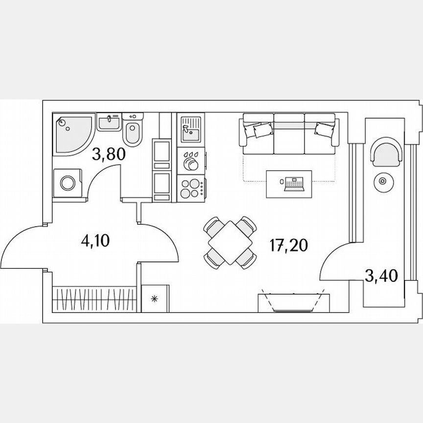 Квартира-студия, 27,2 м², 8/13 эт.