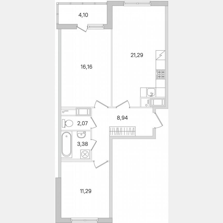2-к. квартира, 65,2 м², 5/8 эт.