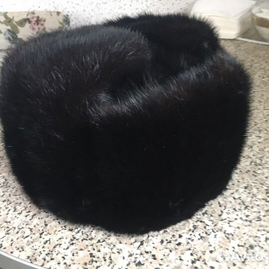 Норковая шапка мужская черная