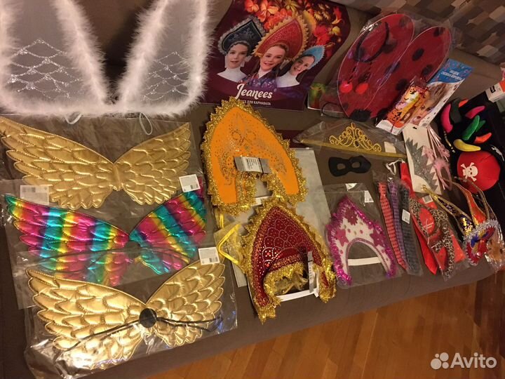 Аксессуары для праздника Кокошник крылья маски