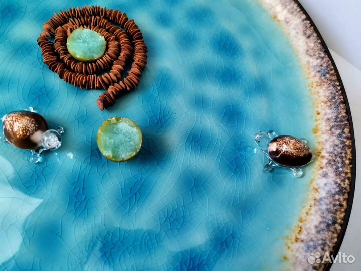 Тарелка Блюдо Лагуна кракелюр глазурь керамика