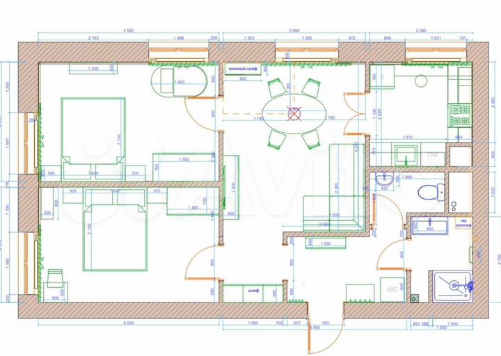 3-к. квартира, 60 м², 1/6 эт.