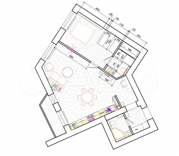 1-к. квартира, 70 м², 1/4 эт.
