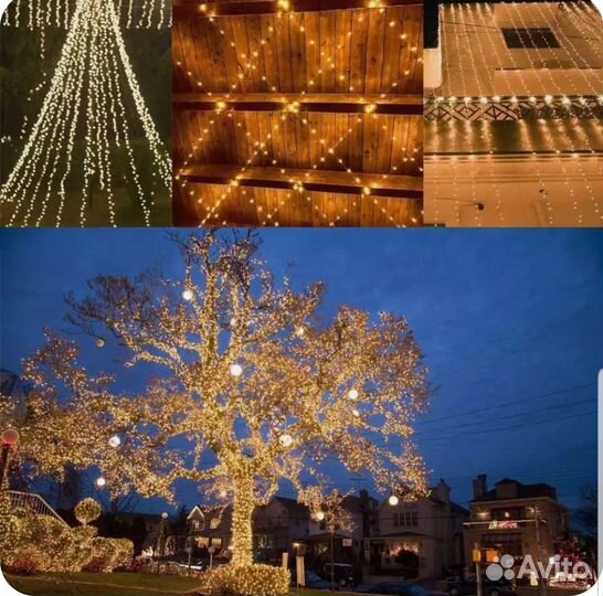 Гирлянда (улица, дом, 32м. 330 led,солн. батарея)