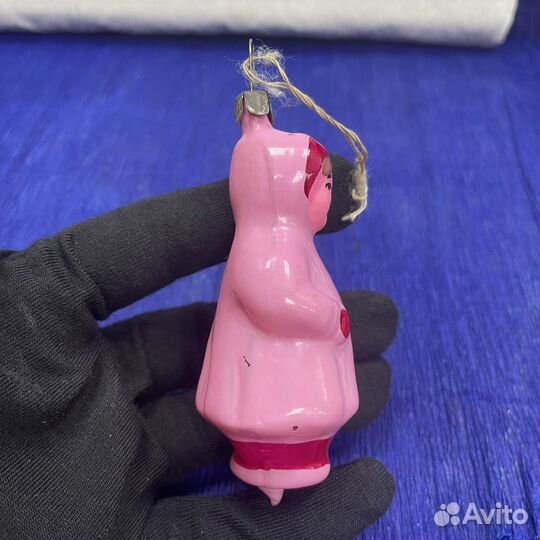 Елочная игрушка герда на подвесе СССР стекло