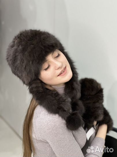 Шапка ушанка вязаная