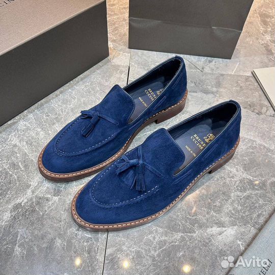 Brunello Cucinelli Tassel синие лоферы