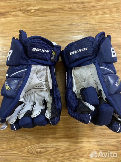 Краги хоккейные Bauer Ultrasonic 13,14 синие с бел