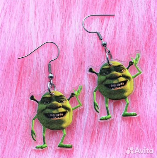 Сумка шоппер и серёжки со Шреком
