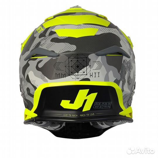 Just-1 J39 Kinetic Мотошлем Camo Yellow Lime Matt