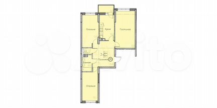 3-к. квартира, 86 м², 2/10 эт.