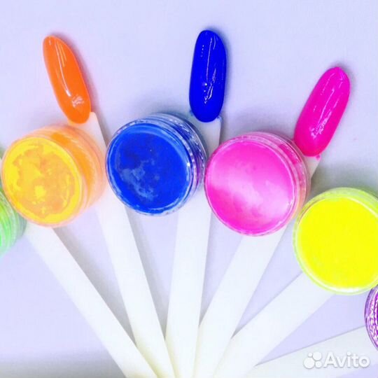 Пигменты для дизайна ногтей неоновые