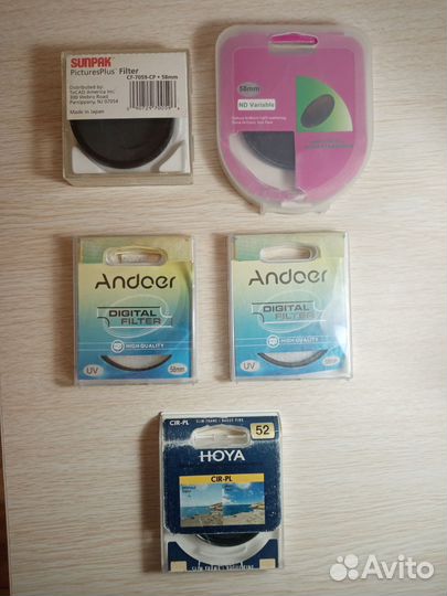 Светофильтры ND, CPL, UV для объектива 52 мм 58 мм
