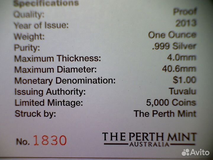 Тувалу 2013 1 доллар серия исчезающие тасманский Д