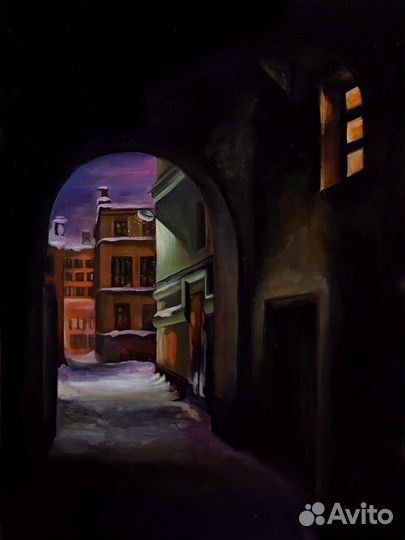 Картина маслом «Питерские дворики» 42 х 59,5см