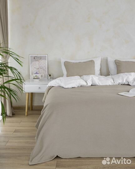 Покрывало-плед ламия сливочный новое