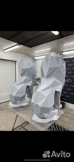 Полигональные Львы из металла 1200 мм