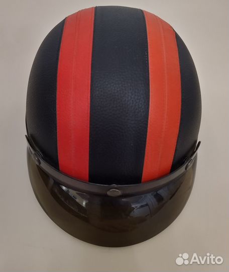 Каска под кожу черно-красная