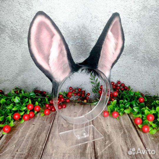 Ушки чёрного зайца на ободке / Заячьи ушки ободок