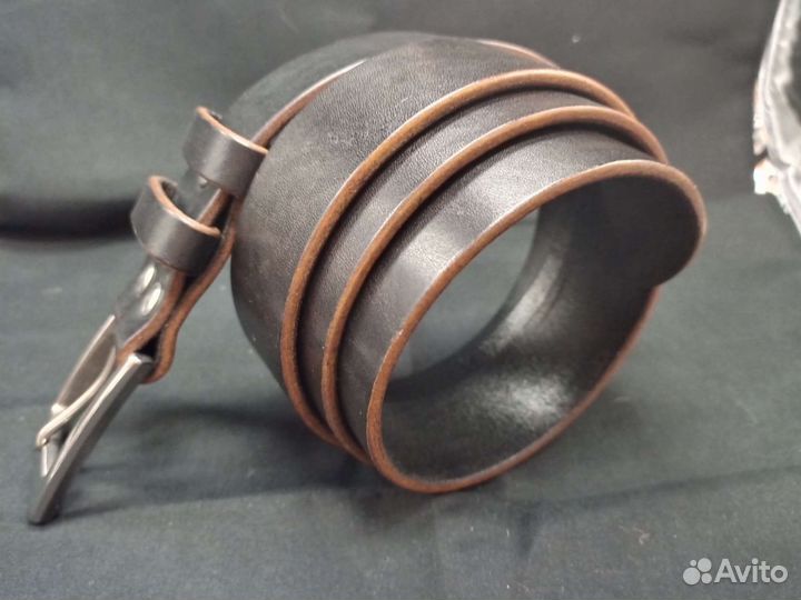 Брючный кожанный мужской ремень