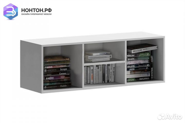 Антресоль Вега NEW Позитив бетон темный / белый