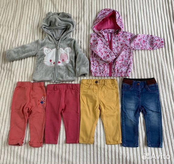 Вещи 9-12 мес.(штаны, джинсы, ветровка, жилетка)