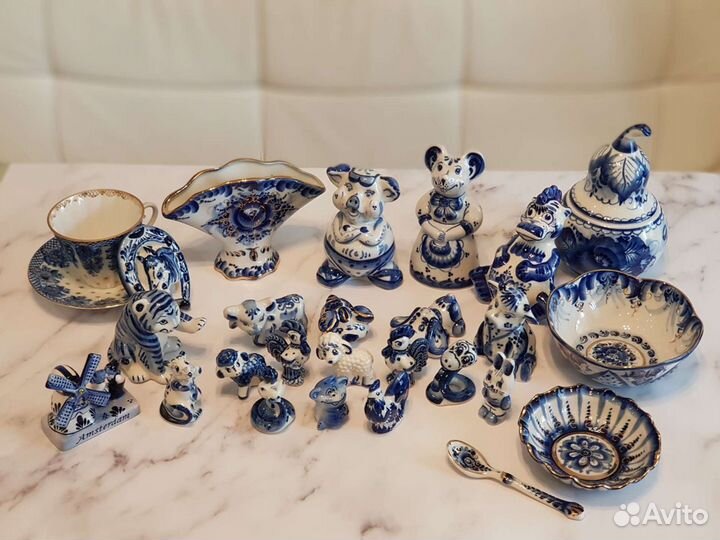 Гжель. Сувениры. Посуда. Фигурки