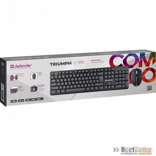 Комплект клавиатура + мышь defender triumph C-991