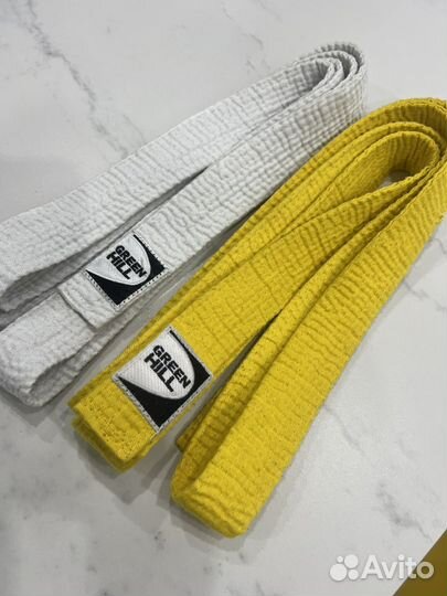 Пояс для дзюдо желтый белый