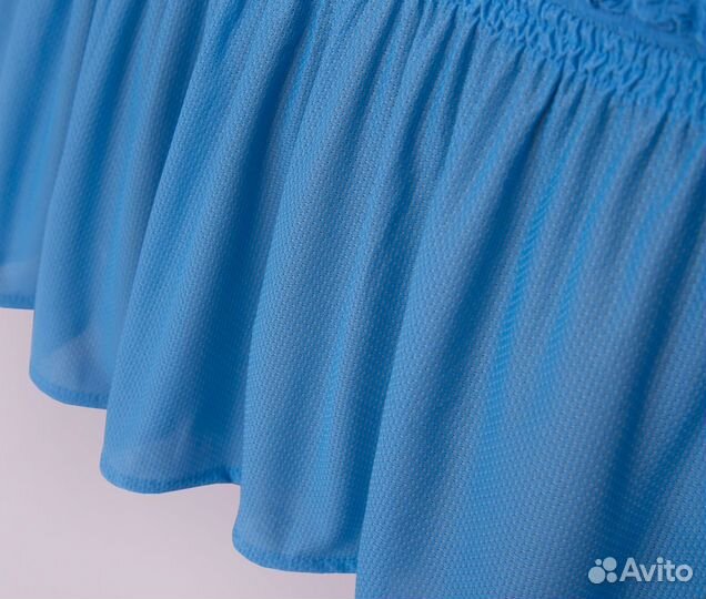 Чехол на кресло, универсальный с оборкой Голубой