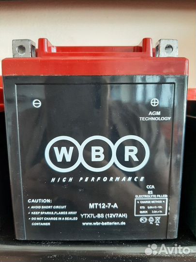 Мото Аккумулятор WBR MT 12-7-A (12B, 7Ач)
