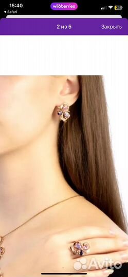 Комплект из серебра с фианитами