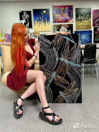 Интерьерная картина текстурная смолой